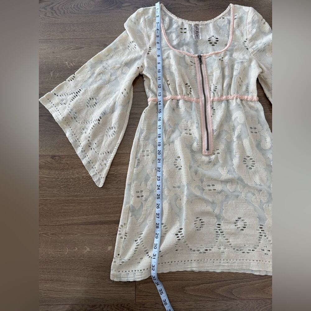 Free People Boho Antique Lace Picnic Bell Sleeve Dress In Buttercream Size Small - Picture 8 of 8